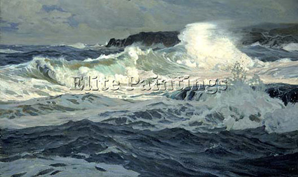 WAUGH FREDERICK JUDD SOUTHWESTERLY GALE ST IVES ARTIST PAINTING REPRODUCTION OIL