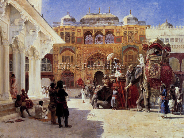 WEEKS EDWIN LORD  ARRIVAL OF PRINCE HUMBERT RAJAH AT PALACE OF AMBER OIL CANVAS