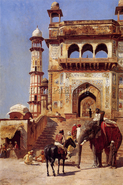 WEEKS EDWIN LORD  BEFORE A MOSQUE 1883 ARTIST PAINTING REPRODUCTION HANDMADE OIL