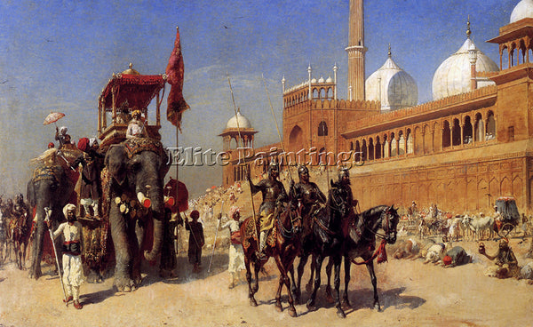 WEEKS GREAT MOGUL AND HIS COURT RETURNING FROM GREAT MOSQUE AT DELHI INDIA REPRO