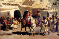 EDWIN LORD-WEEKS LEAVING FOR THE HUNT AT GWALIOR 1887 ARTIST PAINTING HANDMADE