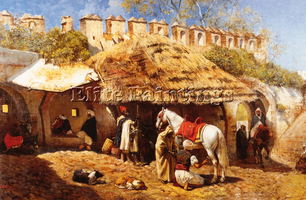 WEEKS EDWIN LORD  BLACKSMITH SHOP AT TANGIERS ARTIST PAINTING REPRODUCTION OIL