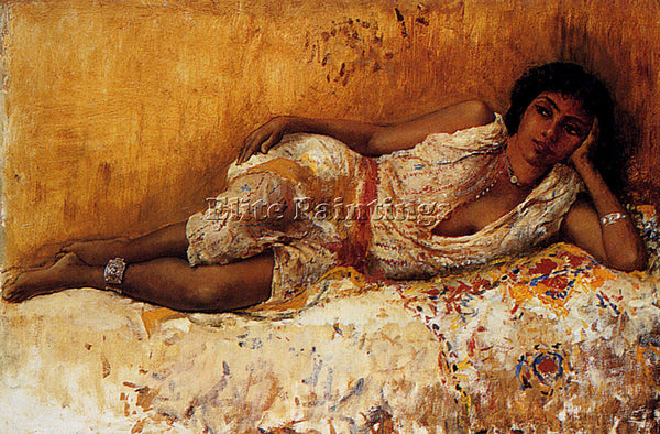 WEEKS EDWIN LORD  MOORISH GIRL LYING ON A COUCH ARTIST PAINTING REPRODUCTION OIL