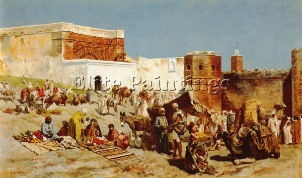 WEEKS EDWIN LORD  OPEN MARKET MOROCCO ARTIST PAINTING REPRODUCTION HANDMADE OIL