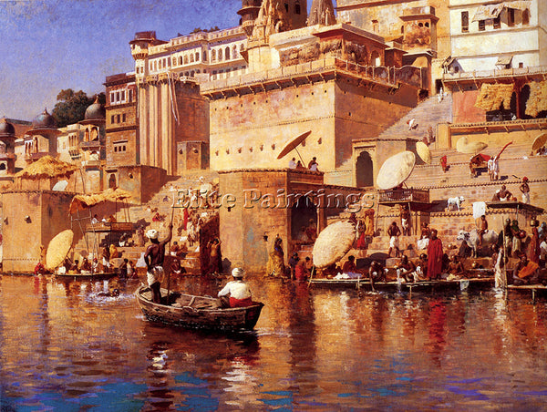 WEEKS EDWIN LORD  ON THE RIVER BENARES ARTIST PAINTING REPRODUCTION HANDMADE OIL