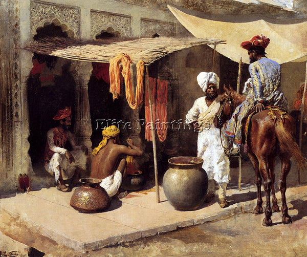 EDWIN LORD-WEEKS OUTSIDE AN INDIAN DYE HOUSE ARTIST PAINTING HANDMADE OIL CANVAS