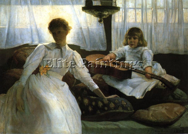 WEIR JULIAN ALDEN IDLE HOURS ARTIST PAINTING REPRODUCTION HANDMADE CANVAS REPRO
