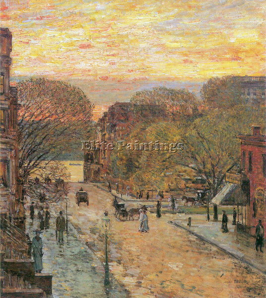 HASSAM WEST 78TH STREET IN SPRING ARTIST PAINTING REPRODUCTION HANDMADE OIL DECO