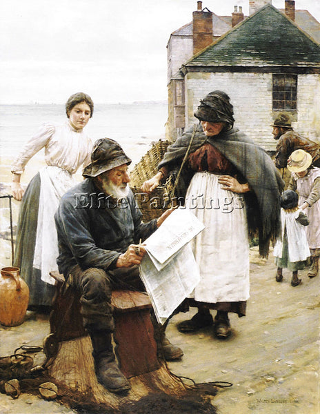 WALTER LANGLEY WHEN THE BOATS ARE AWAY ARTIST PAINTING REPRODUCTION HANDMADE OIL