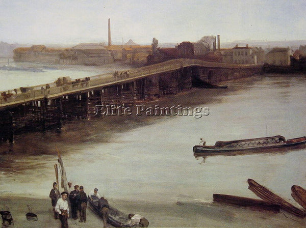 WHISTLER JAMES ABBOTT MCNEILL BROWN AND SILVER OLD BATTERSEA BRIDGE PAINTING OIL