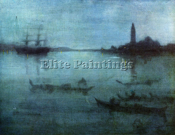 WHISTLER MCNEILL  BLUE AND SILVER NOCTURNE IN BLUE AND SILVER LAGOON VENICE OIL