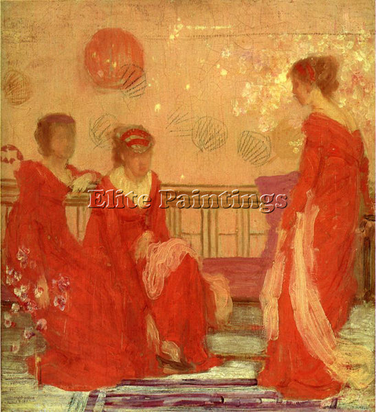 WHISTLER JAMES ABBOTT MCNEILL  HARMONY IN FLESH COLOUR AND RED PAINTING HANDMADE