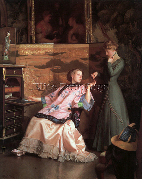 WILLIAM MCGREGOR PAXTON THE NEW NECKLACE 1910 ARTIST PAINTING REPRODUCTION OIL