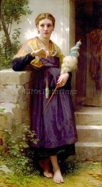 WILLIAM-ADOLPHE BOUGUEREAU FILEUSE ARTIST PAINTING REPRODUCTION HANDMADE OIL ART