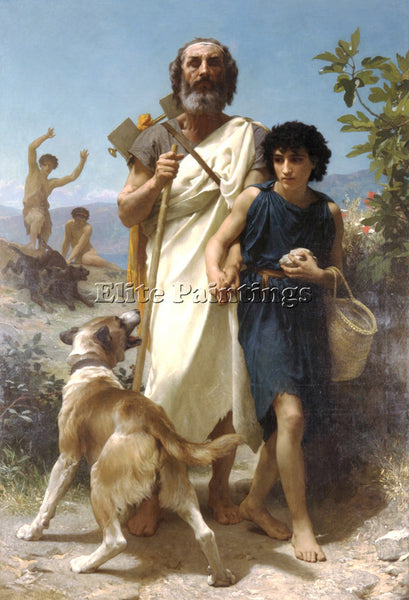 WILLIAM-ADOLPHE BOUGUEREAU HOMERE ET SON GUIDE ARTIST PAINTING REPRODUCTION OIL