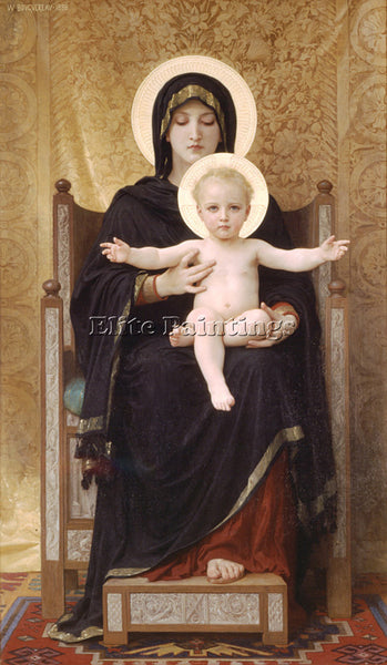 WILLIAM-ADOLPHE BOUGUEREAU MADONE ASSISE ARTIST PAINTING REPRODUCTION HANDMADE