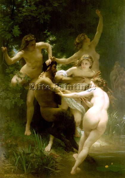 WILLIAM-ADOLPHE BOUGUEREAU NYMPHES ET SATYRE ARTIST PAINTING HANDMADE OIL CANVAS