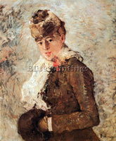 MORISOT WINTER WOMAN WITH MUFF  ARTIST PAINTING REPRODUCTION HANDMADE OIL CANVAS