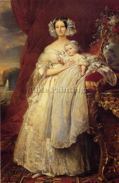 WINTERHALTER HELENE LOUISE MECKLEMBOURG DUCHESS ORLEANS WITH SON COUNT PARIS OIL