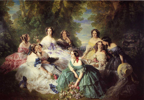 WINTERHALTER THE EMPRESS EUGENIE SURROUNDED BY HER LADIES IN WAITING OIL CANVAS