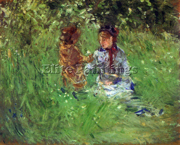 MORISOT WOMAN AND CHILD IN GARDEN IN BOUGIVAL ARTIST PAINTING REPRODUCTION OIL