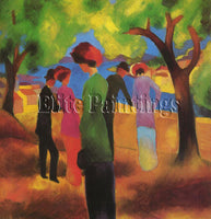FAMOUS PAINTINGS WOMAN IN A GREEN JACKET MACKE 44X43 CM ARTIST PAINTING HANDMADE