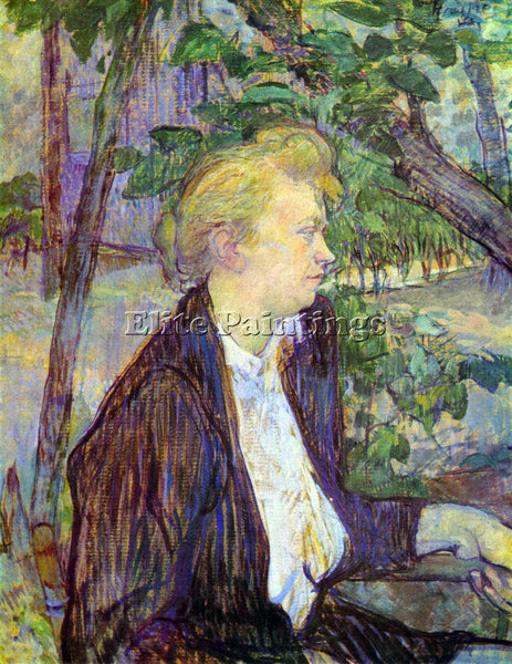 TOULOUSE-LAUTREC WOMAN IN THE GARDEN ARTIST PAINTING REPRODUCTION HANDMADE OIL