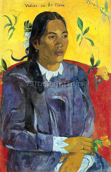 GAUGUIN WOMAN WITH FLOWER ARTIST PAINTING REPRODUCTION HANDMADE OIL CANVAS REPRO