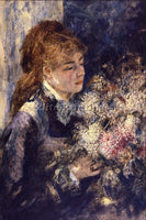 RENOIR WOMAN WITH LILACS ARTIST PAINTING REPRODUCTION HANDMADE CANVAS REPRO WALL