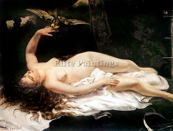 GUSTAVE COURBET WOMAN WITH A PARROT ARTIST PAINTING REPRODUCTION HANDMADE OIL