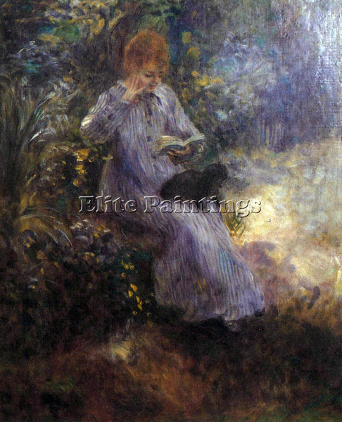 RENOIR WOMAN WITH A BLACK DOG ARTIST PAINTING REPRODUCTION HANDMADE CANVAS REPRO