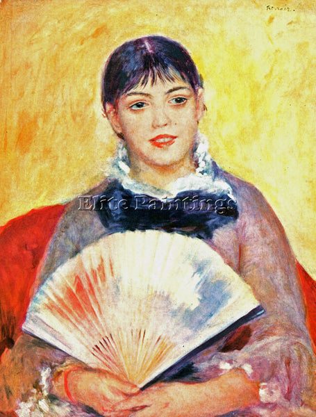 RENOIR WOMAN WITH FAN ARTIST PAINTING REPRODUCTION HANDMADE OIL CANVAS REPRO ART