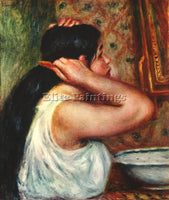 RENOIR WOMAN WITH HAIR COMBS ARTIST PAINTING REPRODUCTION HANDMADE CANVAS REPRO