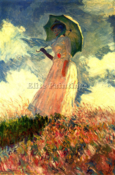 MONET WOMAN WITH SUNSHADE ARTIST PAINTING REPRODUCTION HANDMADE OIL CANVAS REPRO