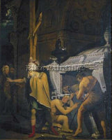 JOSEPH WRIGHT OF DERBY MIRAVAN BREAKING OPEN THE TOMB OF HIS ANCESTORS PAINTING