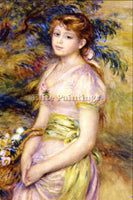 RENOIR YOUNG GIRL WITH A BASKET OF FLOWERS ARTIST PAINTING REPRODUCTION HANDMADE