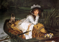 JAMES JACQUES-JOSEPH TISSOT YOUNG LADY IN A BOAT ARTIST PAINTING HANDMADE CANVAS