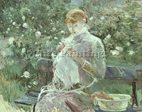 BERTHE MORISOT YOUNG WOMAN SEWING IN A GARDEN ARTIST PAINTING REPRODUCTION OIL
