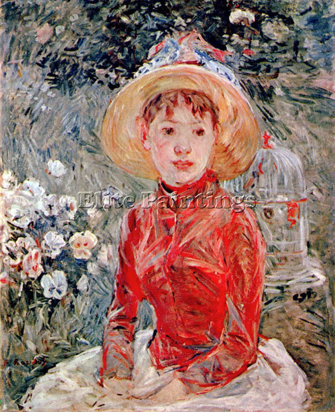 MORISOT YOUNG GIRL WITH CAGE ARTIST PAINTING REPRODUCTION HANDMADE CANVAS REPRO