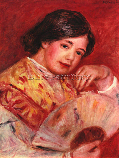 RENOIR YOUNG GIRL WITH FAN ARTIST PAINTING REPRODUCTION HANDMADE OIL CANVAS DECO