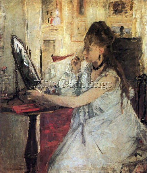 MORISOT YOUNG WOMAN POWDERING HER FACE ARTIST PAINTING REPRODUCTION HANDMADE OIL