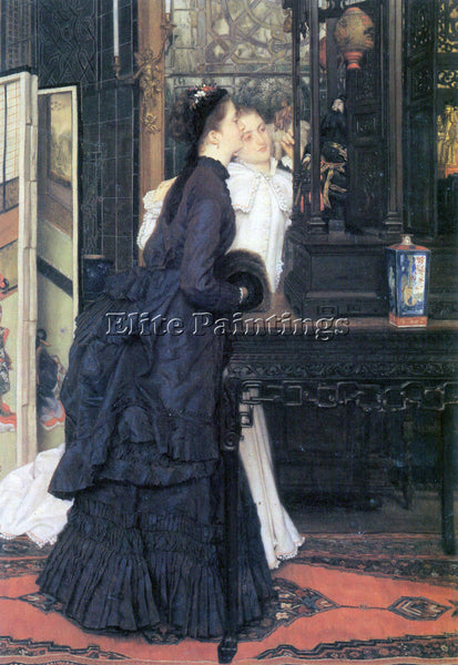 TISSOT YOUNG WOMEN WITH JAPANESE GOODS ARTIST PAINTING REPRODUCTION HANDMADE OIL