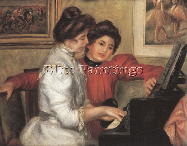 RENOIR YVONNE AND CHRISTINE LEROLLE AT THE PIANO ARTIST PAINTING HANDMADE CANVAS
