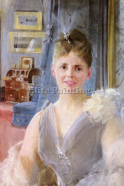 ANDERS ZORN PORTRAIT OF EDITH PALGRAVE EDWARD IN HER LONDON RESIDENCE ARTIST OIL