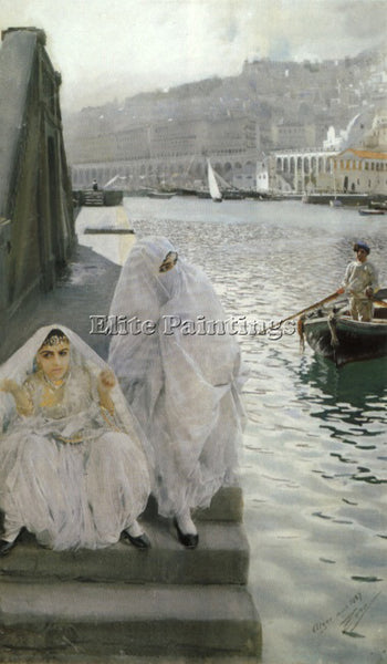 ANDERS ZORN IN THE HARBOUR OF ALGIERS ARTIST PAINTING REPRODUCTION HANDMADE OIL