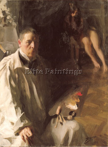 ANDERS ZORN SELF PORTRAIT WITH A MODEL ARTIST PAINTING REPRODUCTION HANDMADE OIL