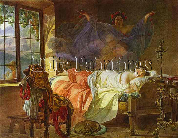 ARTIST FROM RUSSIAN SELECT A DREAM OF A GIRL BEFORE A SUNRISE PAINTING HANDMADE
