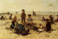 AMERICAN AKKERINGA JOHANNES EVERT CHILDREN PLAYING ON THE BEACH ARTIST PAINTING - Oil Paintings Gallery Repro