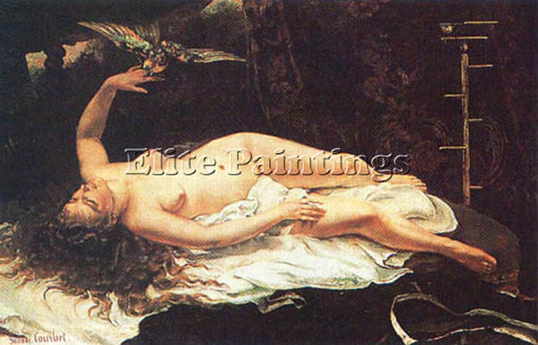 GUSTAVE COURBET DONNA CON PAPPAGALLO ARTIST PAINTING REPRODUCTION HANDMADE OIL