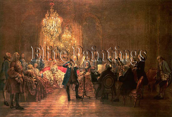 FAMOUS PAINTINGS FLOETENKONZERT ARTIST PAINTING REPRODUCTION HANDMADE OIL CANVAS